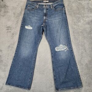 Levis 94 Baggy Bootcut Jeans Womens 32 Blue Medium Wash Distressed Baggy Cowgirl